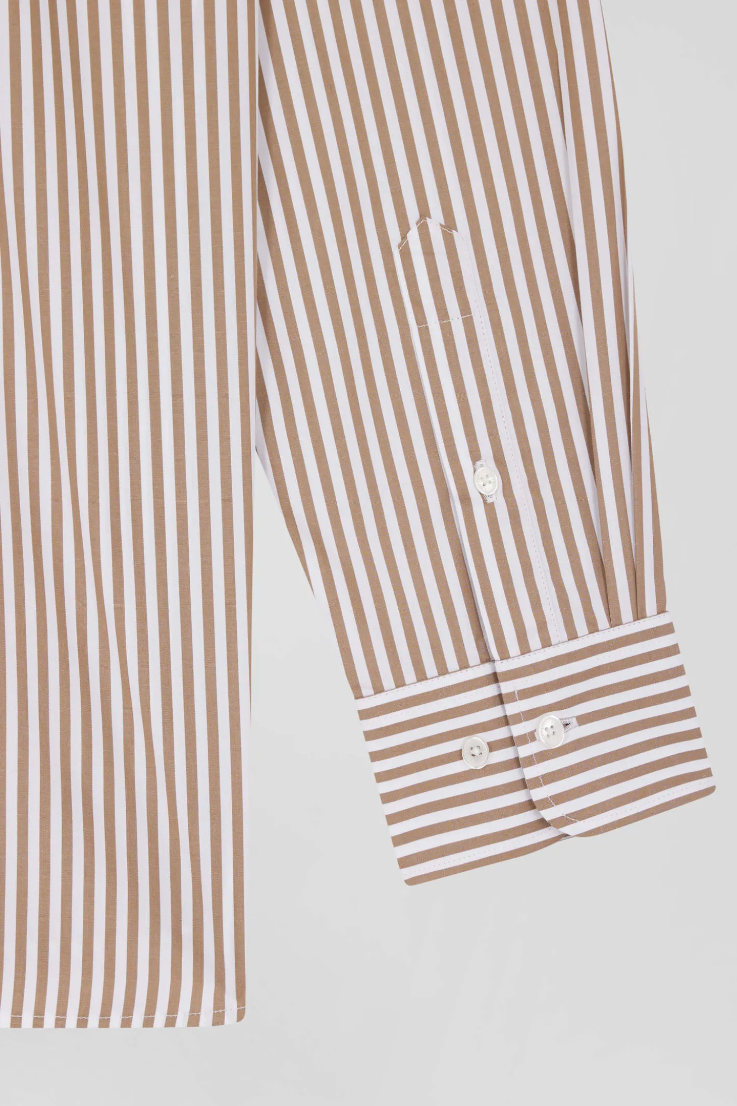 Regular brown striped cotton poplin shirt
