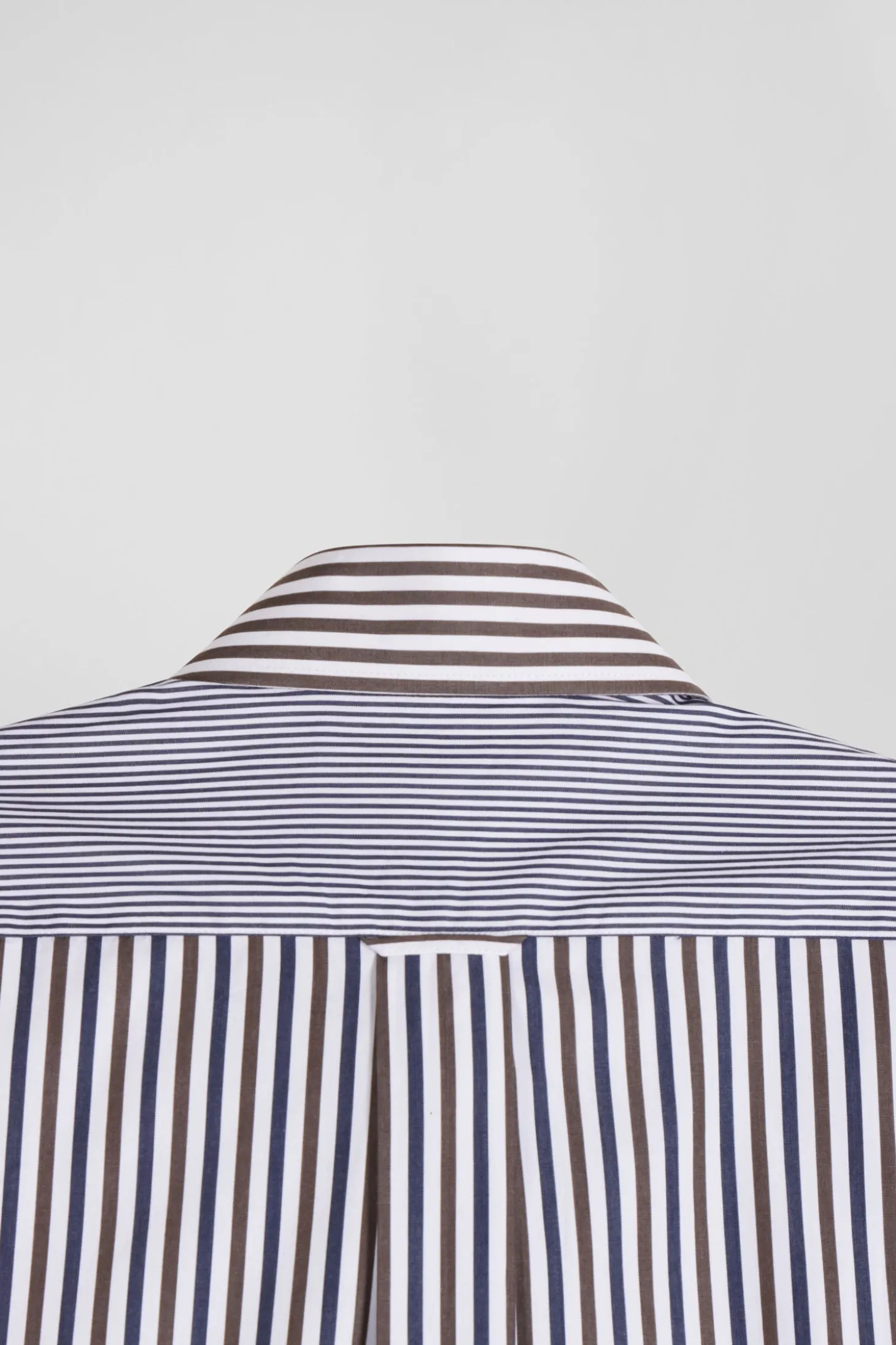 Regular brown striped cotton poplin shirt
