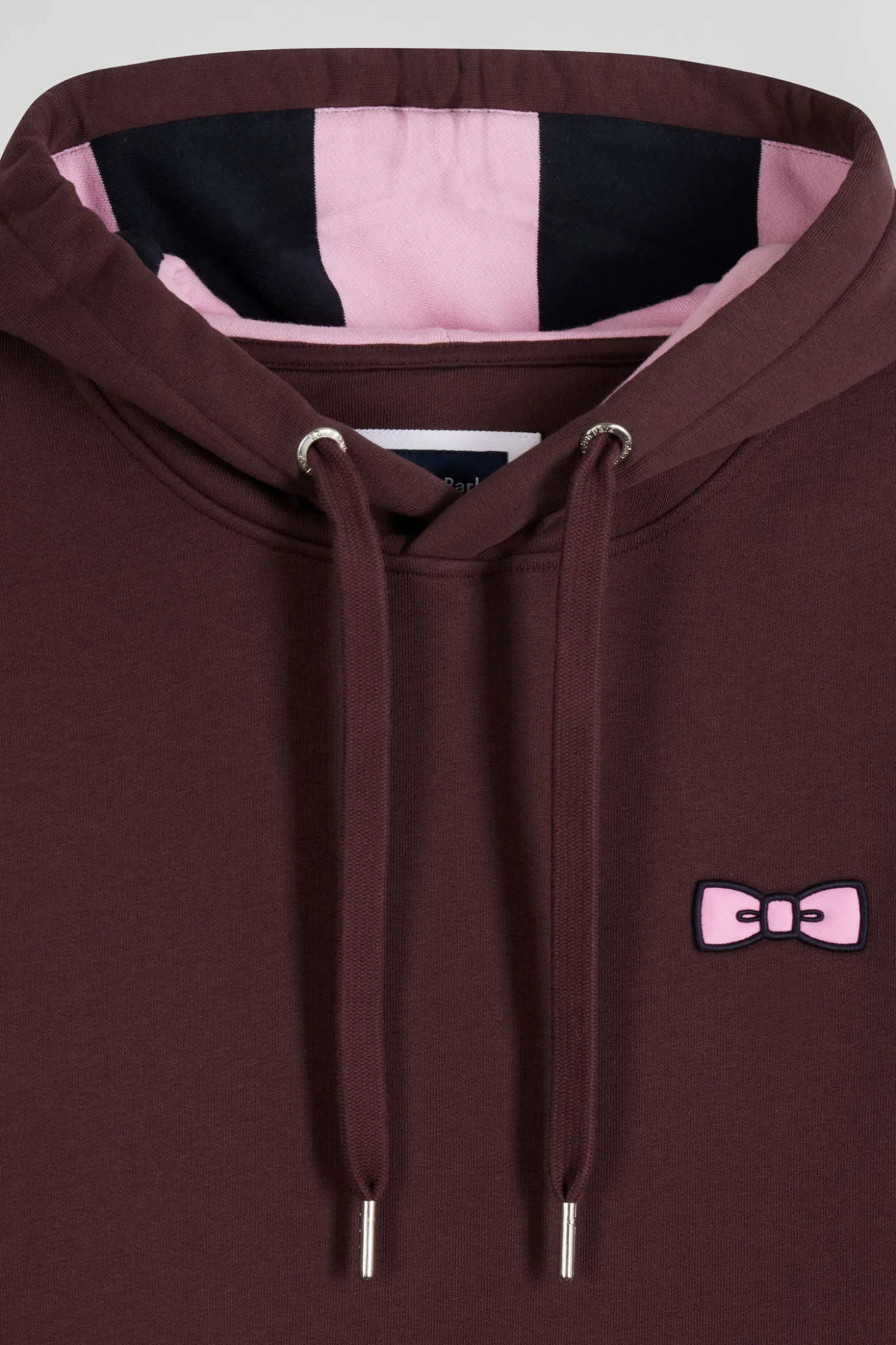 Regular burgundy brushed cotton fleece hoodie with Eden Park embroidery