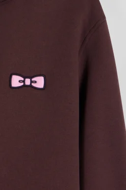 Regular burgundy brushed cotton fleece hoodie with Eden Park embroidery