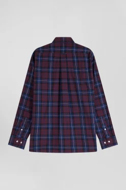 Regular burgundy checked cotton twill shirt