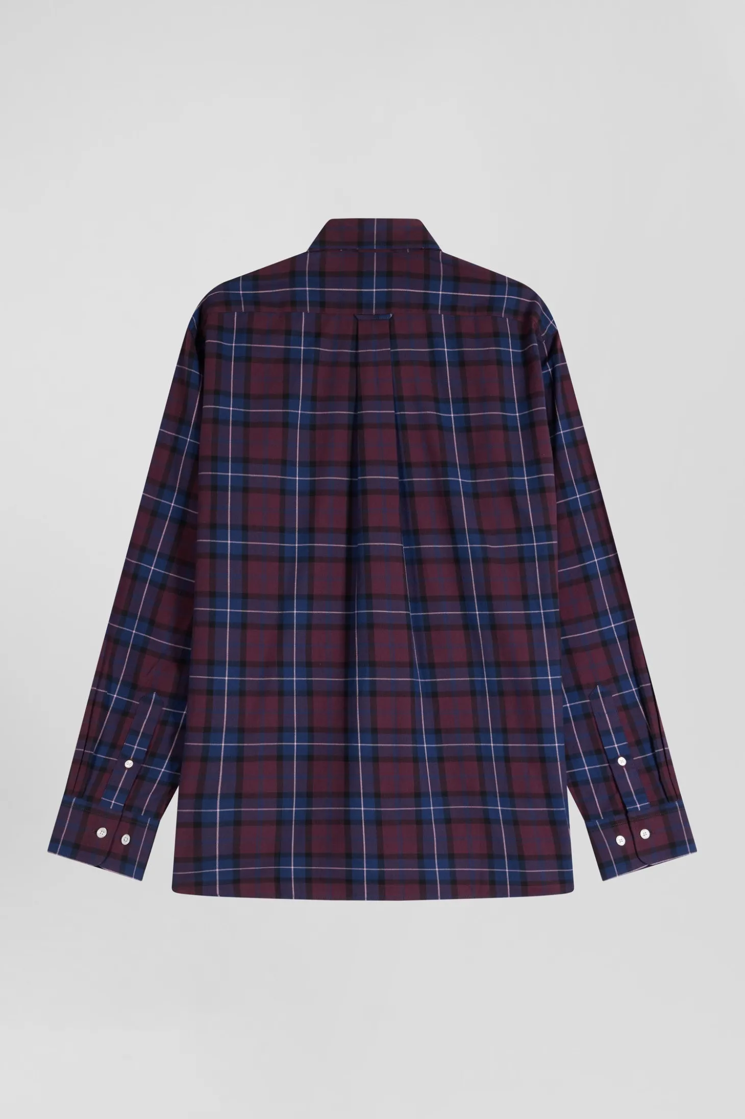 Regular burgundy checked cotton twill shirt