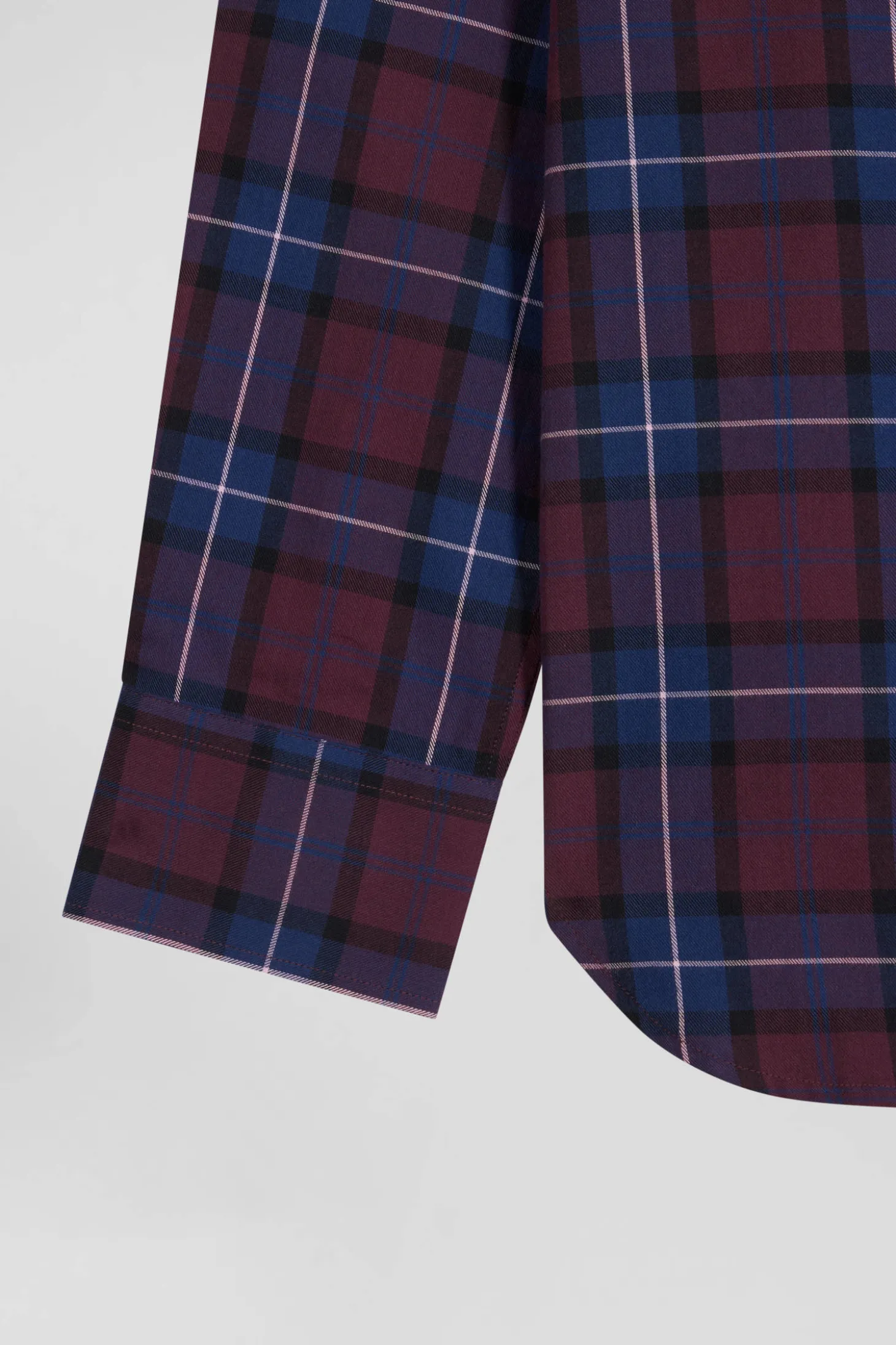 Regular burgundy checked cotton twill shirt