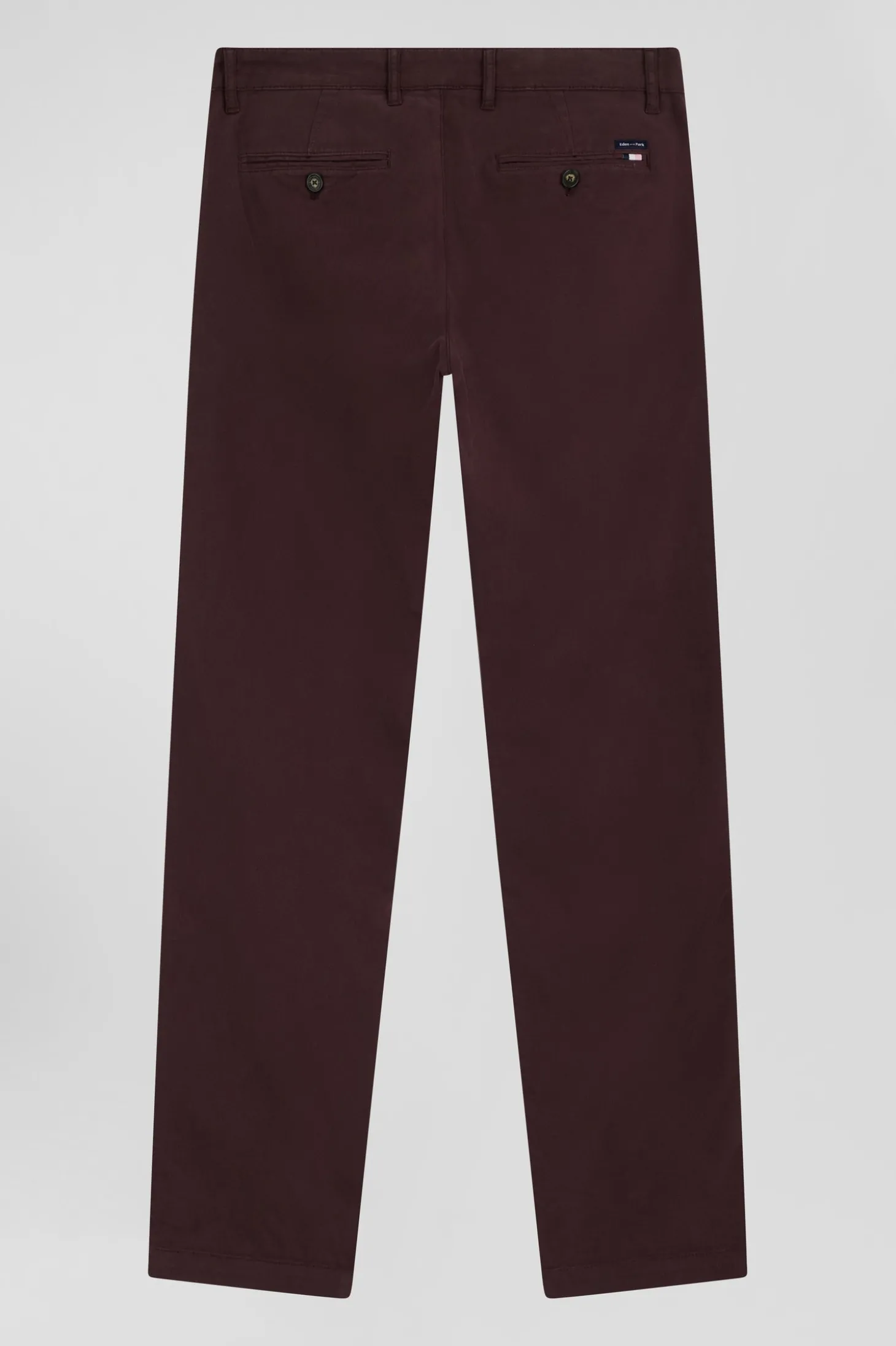 Regular burgundy chino trousers in stretch cotton gabardine
