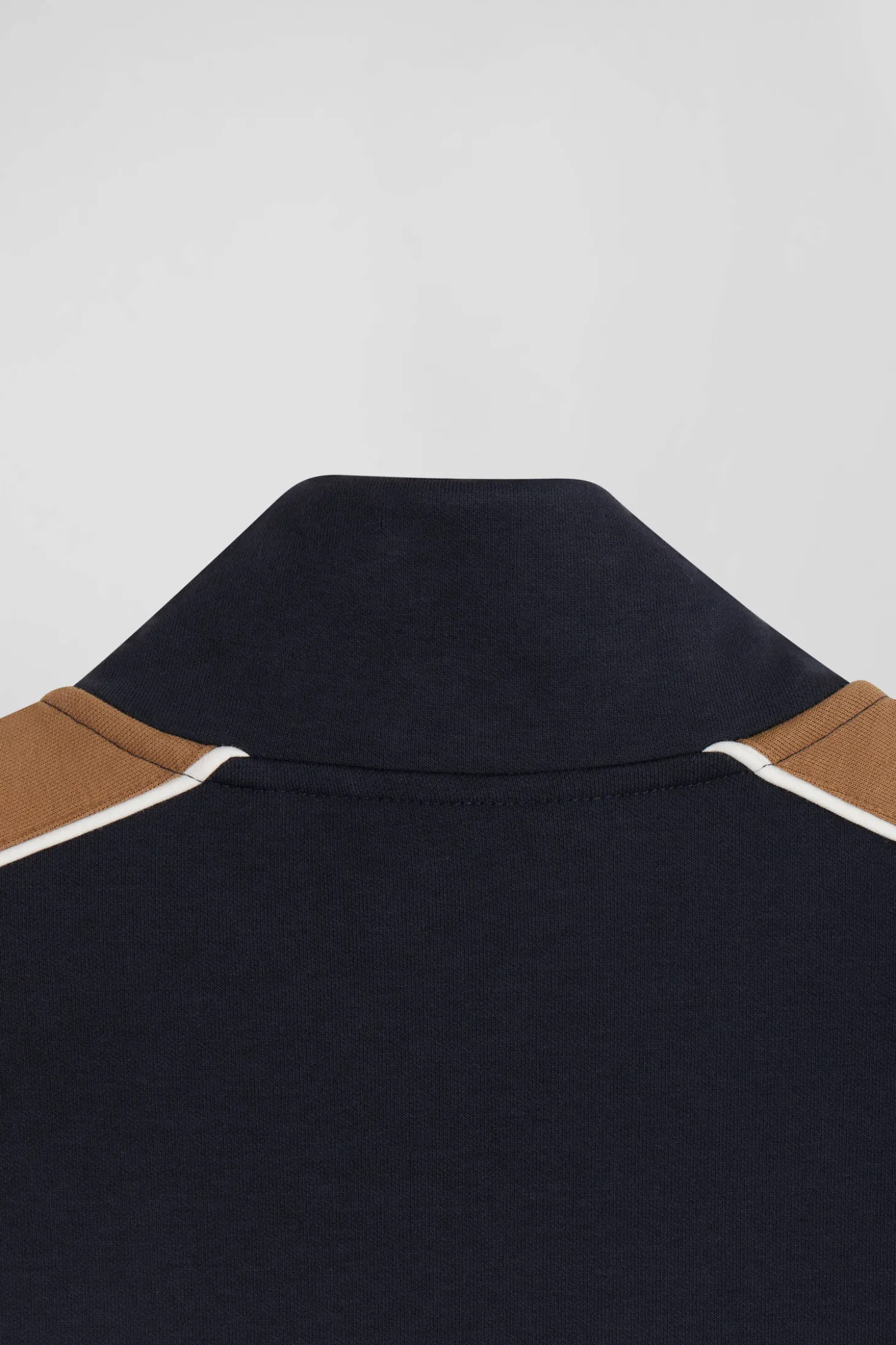 Regular burgundy colorblock zipped cotton blend sweatshirt