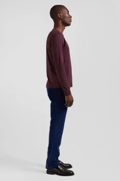 Regular burgundy long-sleeved Pima cotton T-shirt