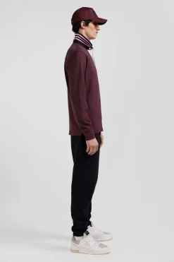 Regular burgundy long-sleeved Pima cotton rugby shirt