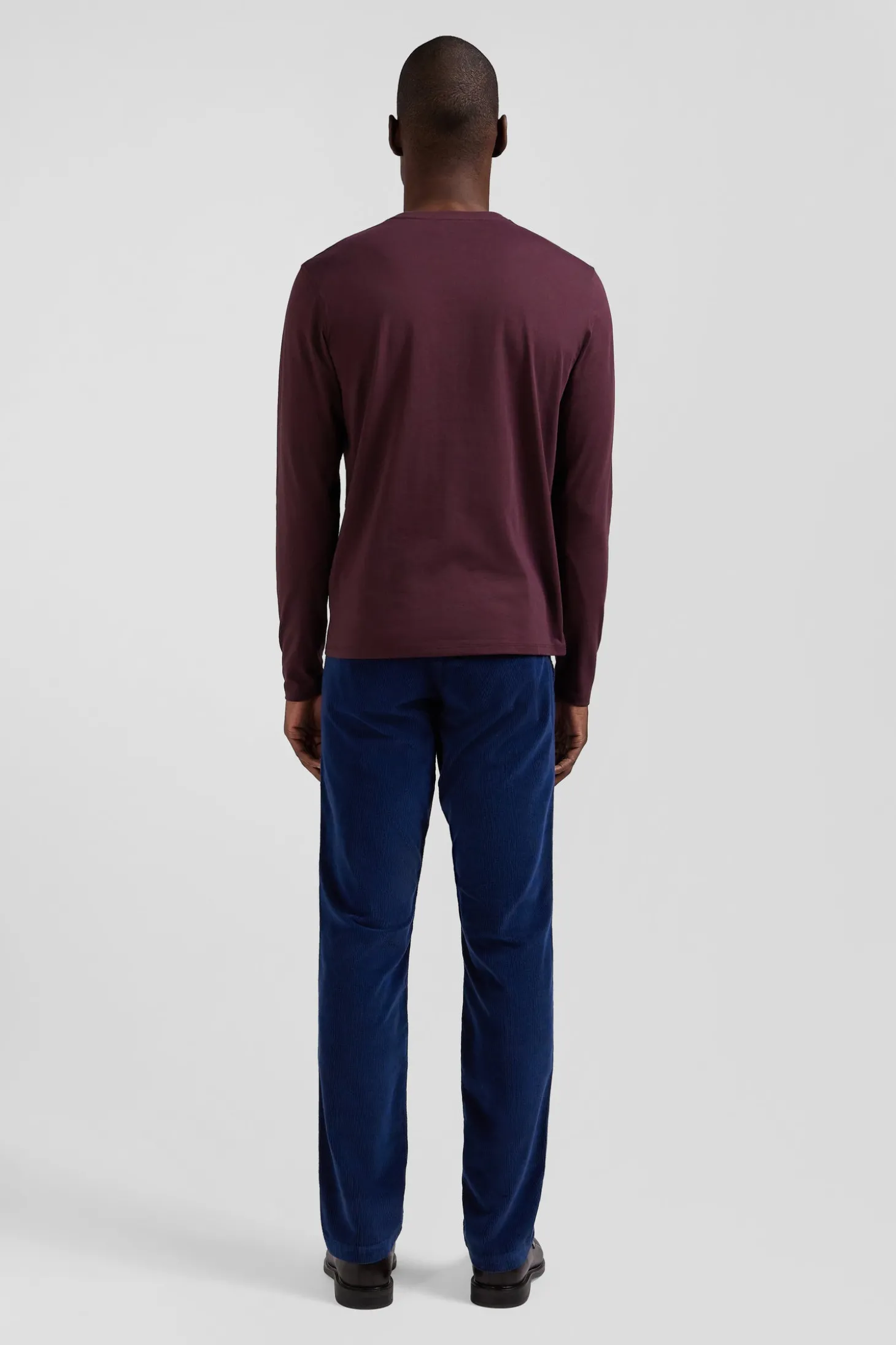Regular burgundy long-sleeved Pima cotton T-shirt