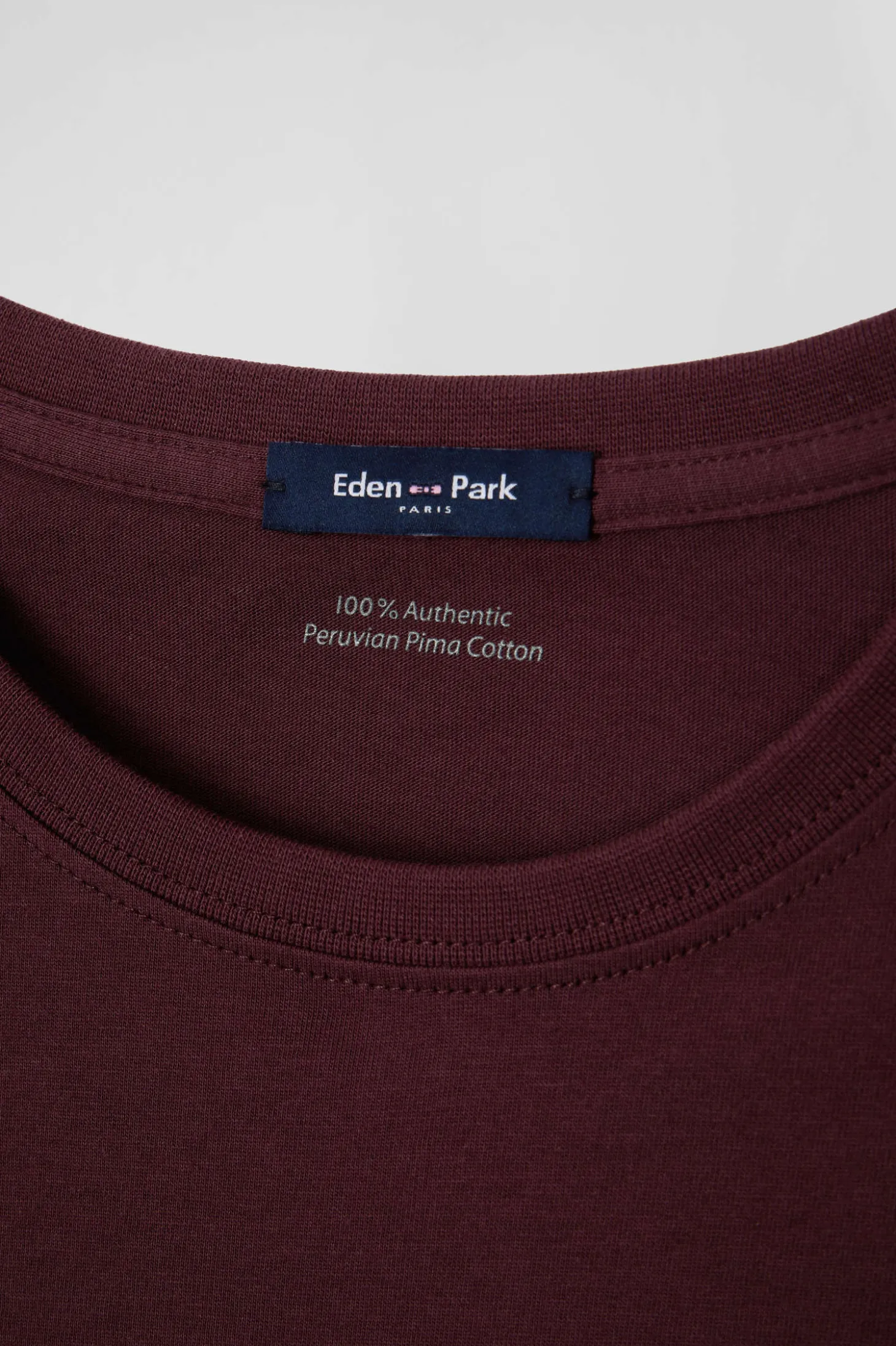 Regular burgundy long-sleeved Pima cotton T-shirt