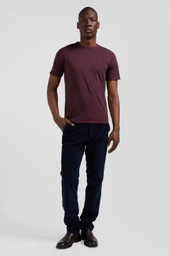 Regular burgundy Pima cotton short-sleeved T-shirt