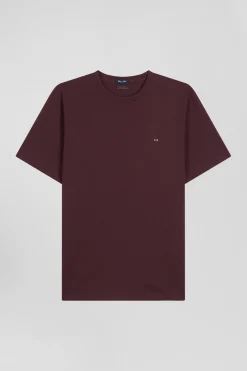 Regular burgundy Pima cotton short-sleeved T-shirt