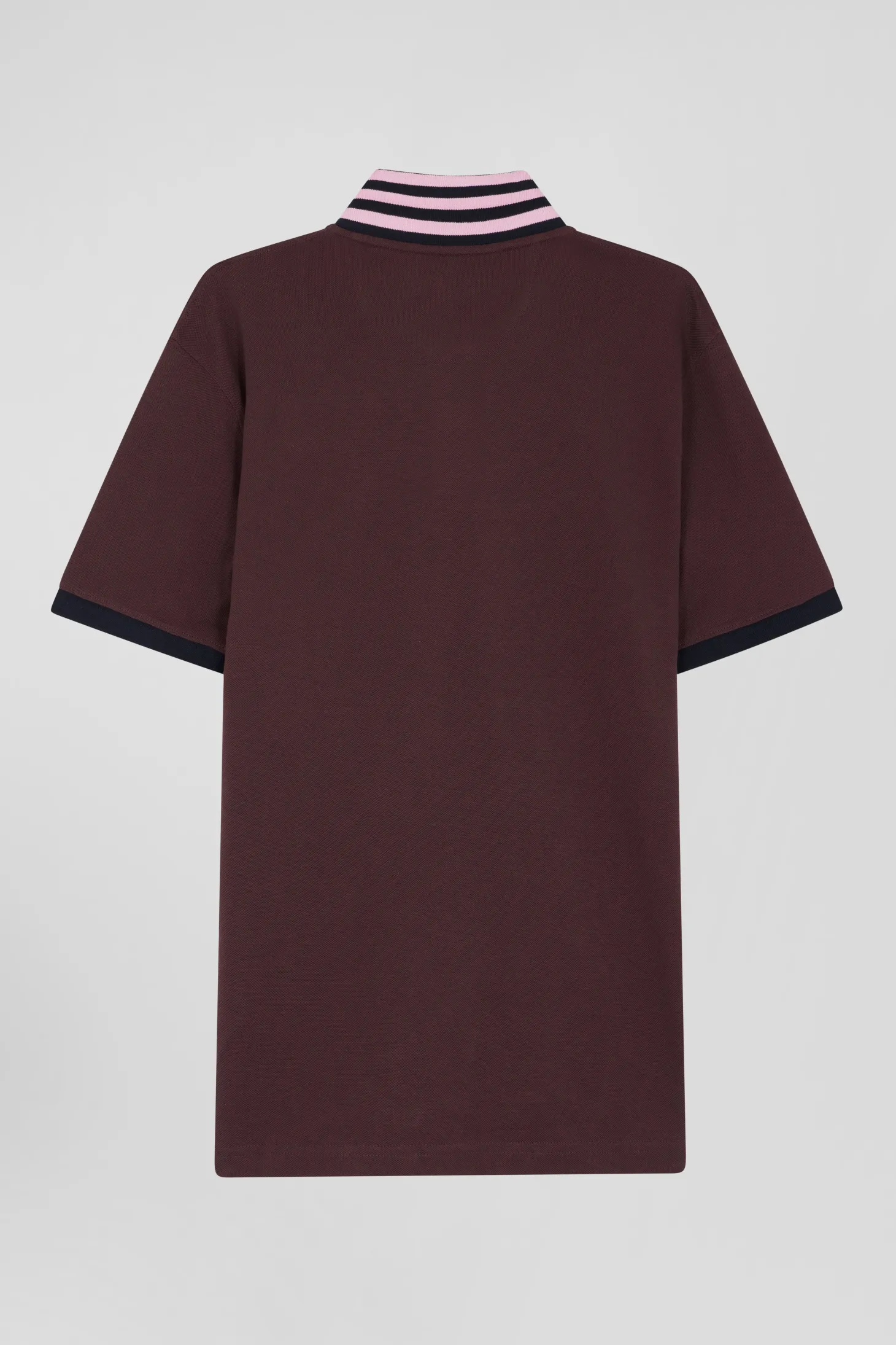 Regular burgundy short-sleeved cotton piqué polo shirt