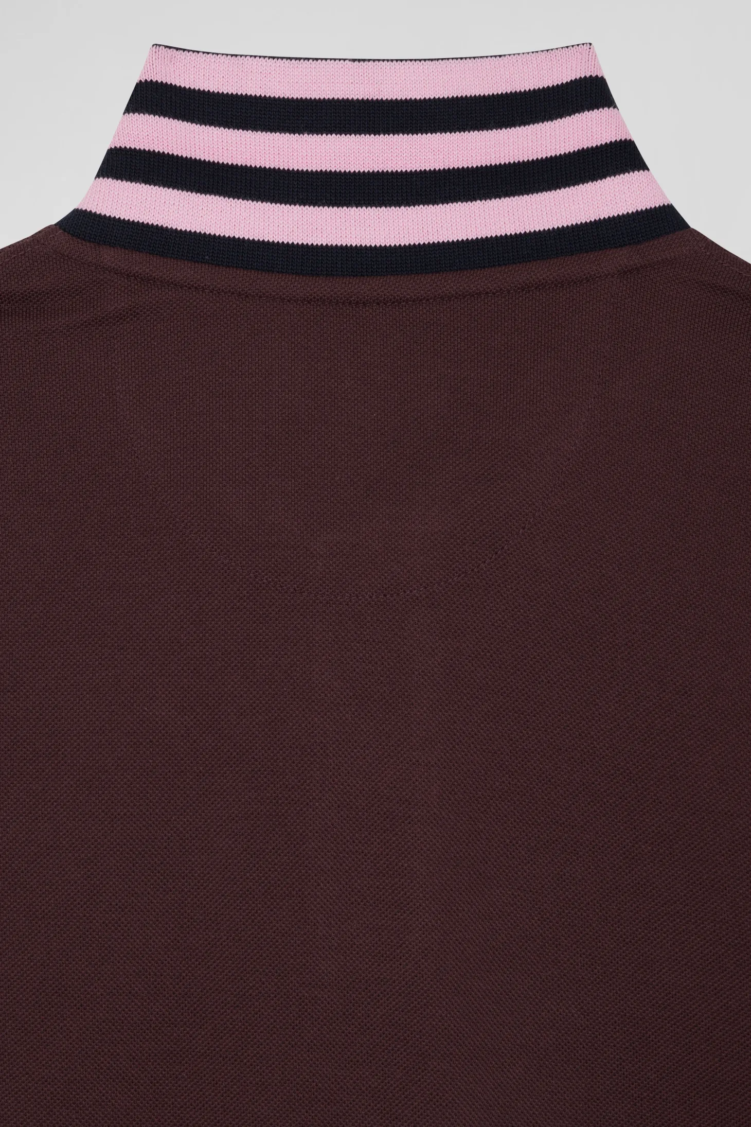 Regular burgundy short-sleeved cotton piqué polo shirt
