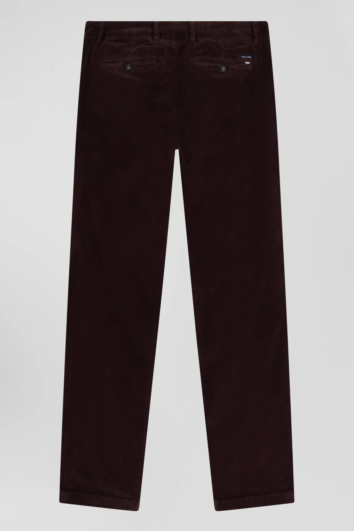 Regular burgundy stretch cotton velvet chino trousers
