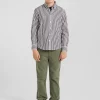 Regular burgundy striped cotton shirt