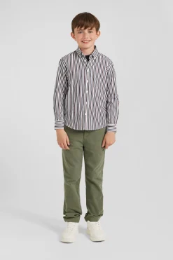 Regular burgundy striped cotton shirt