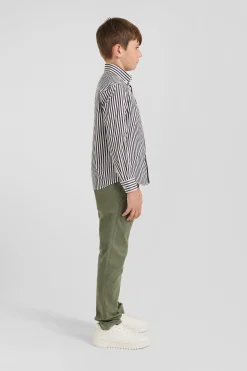 Regular burgundy striped cotton shirt
