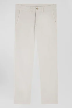 Regular camel chino trousers in stretch cotton gabardine