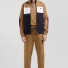 Regular camel colorblock zipped cotton blend sweatshirt