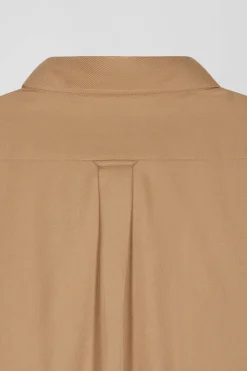 Regular camel cotton and cashmere twill shirt