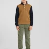 Regular camel long-sleeved cotton piqué polo shirt with tricolour Eden Park jacquard collar