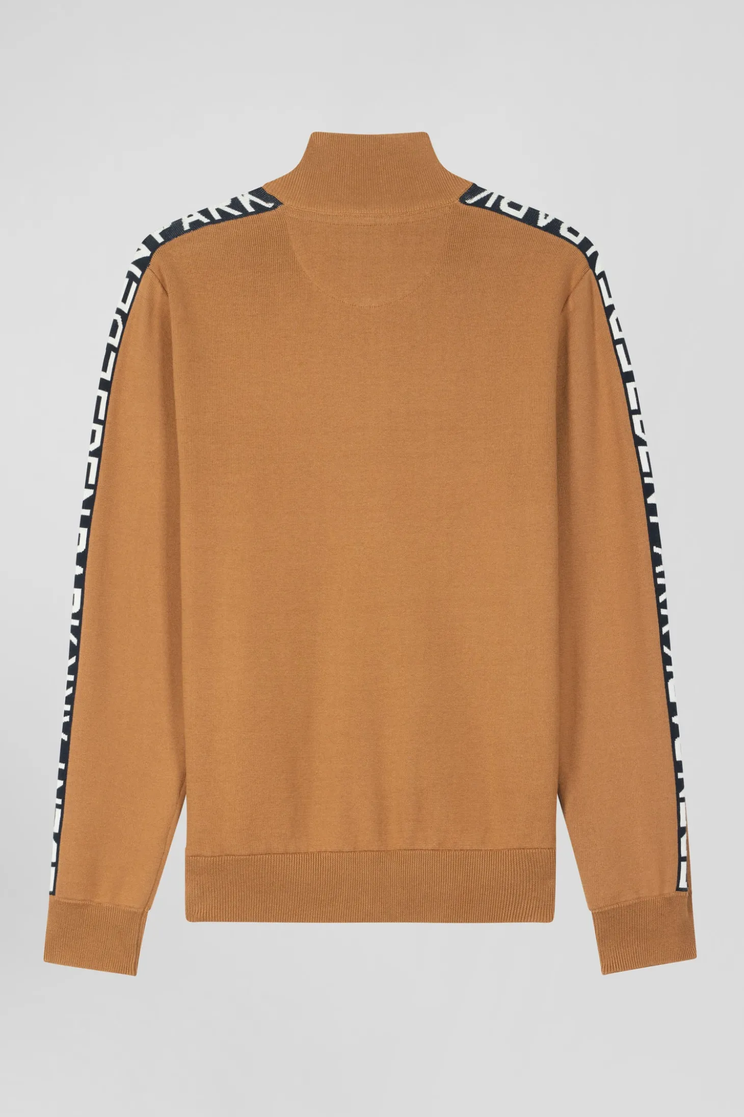 Regular camel milano cotton zipped cardigan