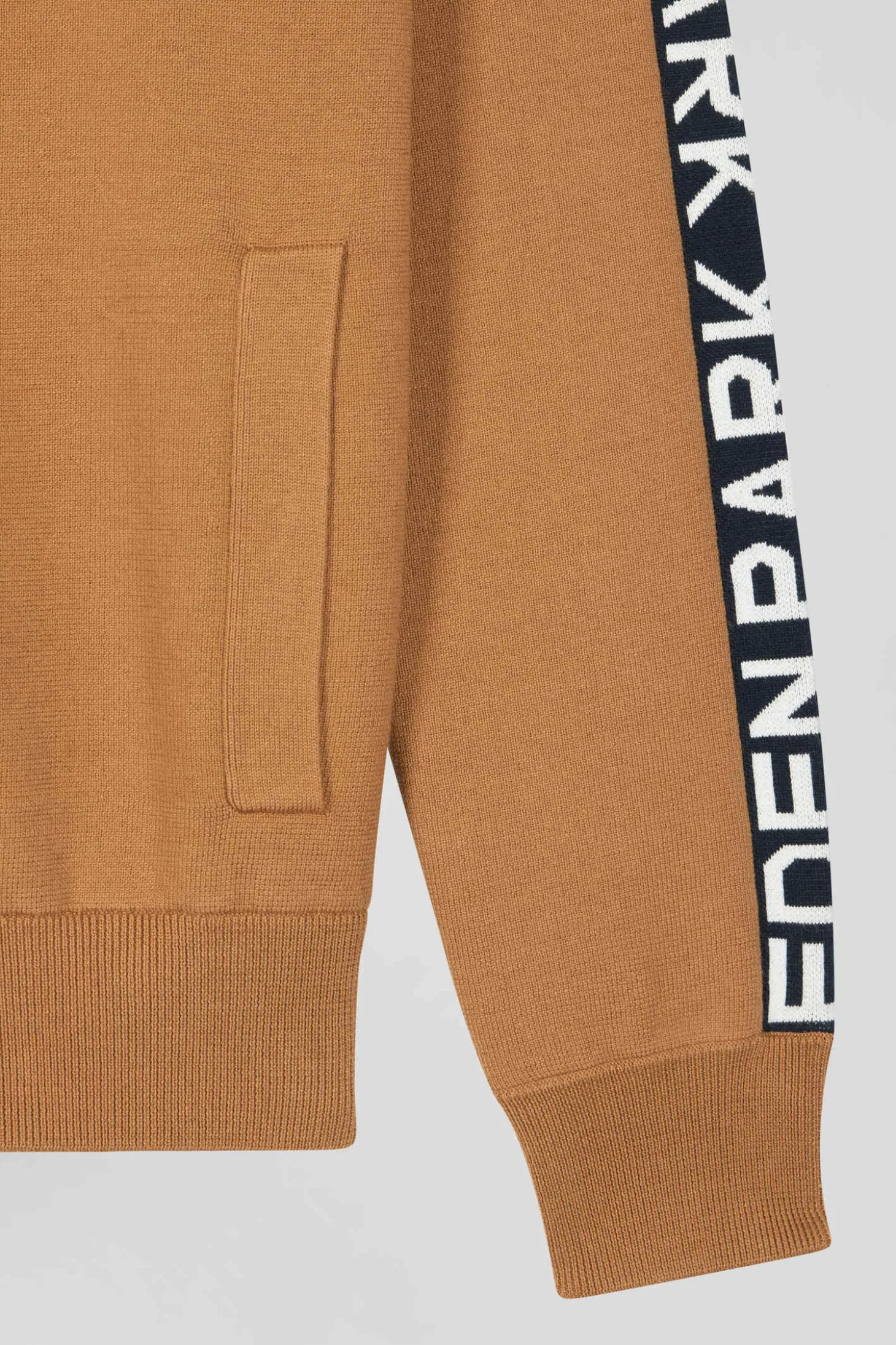 Regular camel milano cotton zipped cardigan
