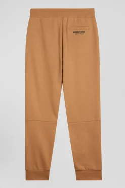 Regular camel mixed cotton jogging bottoms with striped trim