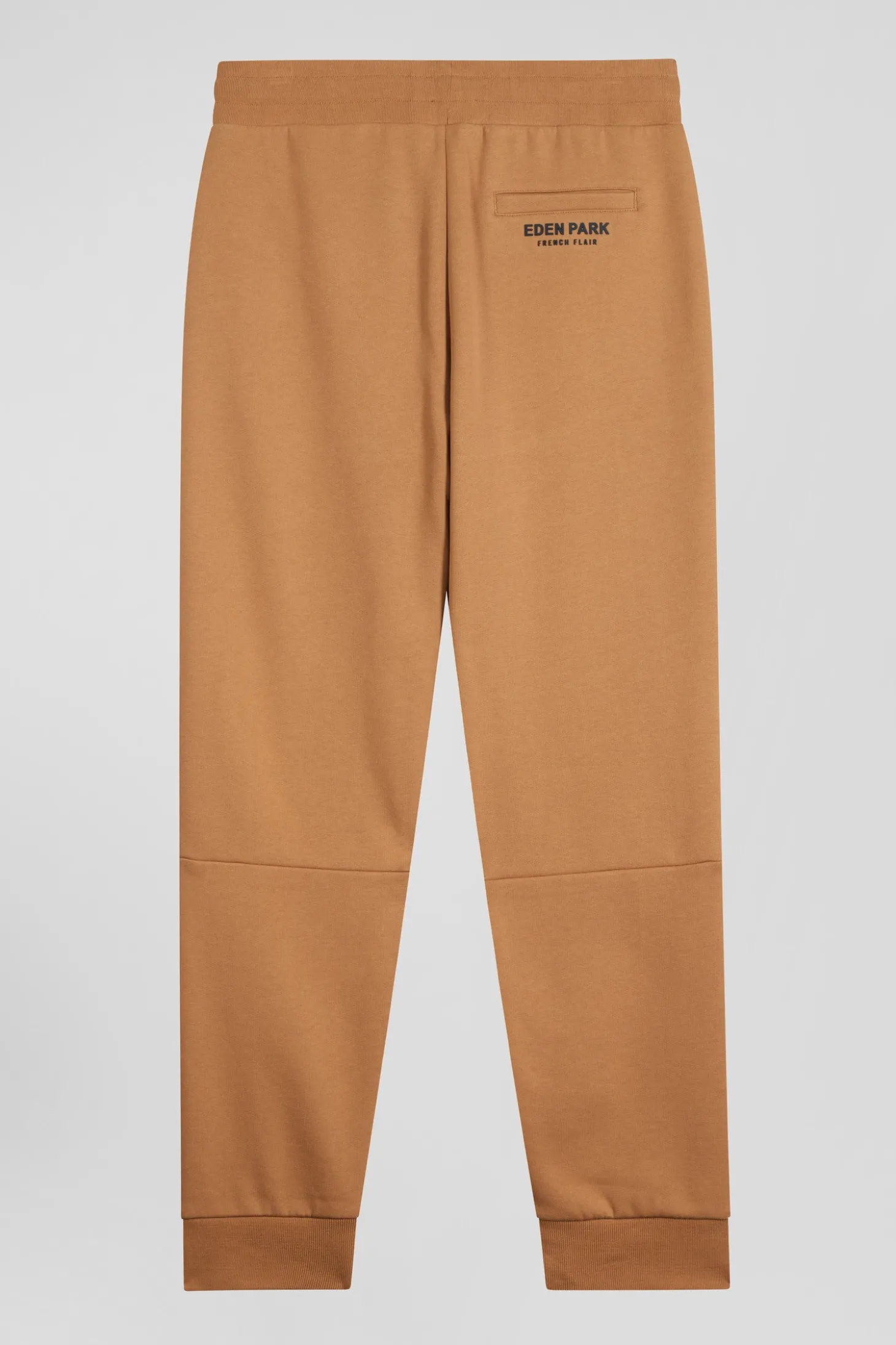 Regular camel mixed cotton jogging bottoms with striped trim