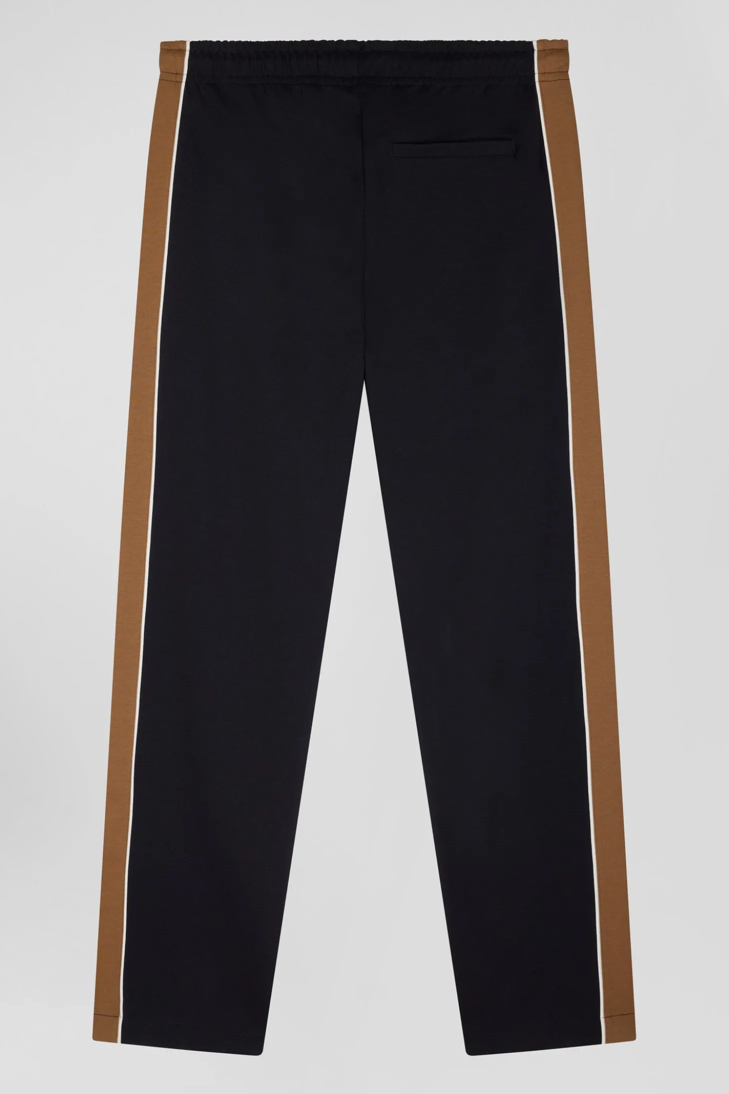 Regular camel mixed cotton jogging bottoms with leg piping