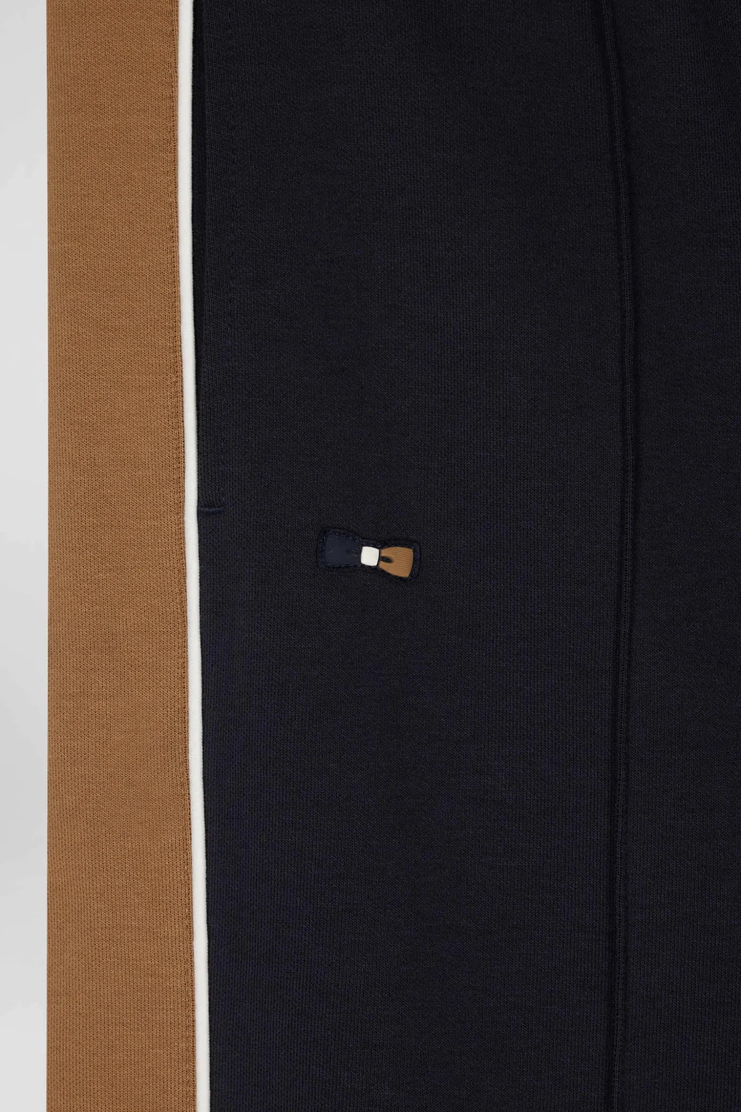 Regular camel mixed cotton jogging bottoms with leg piping