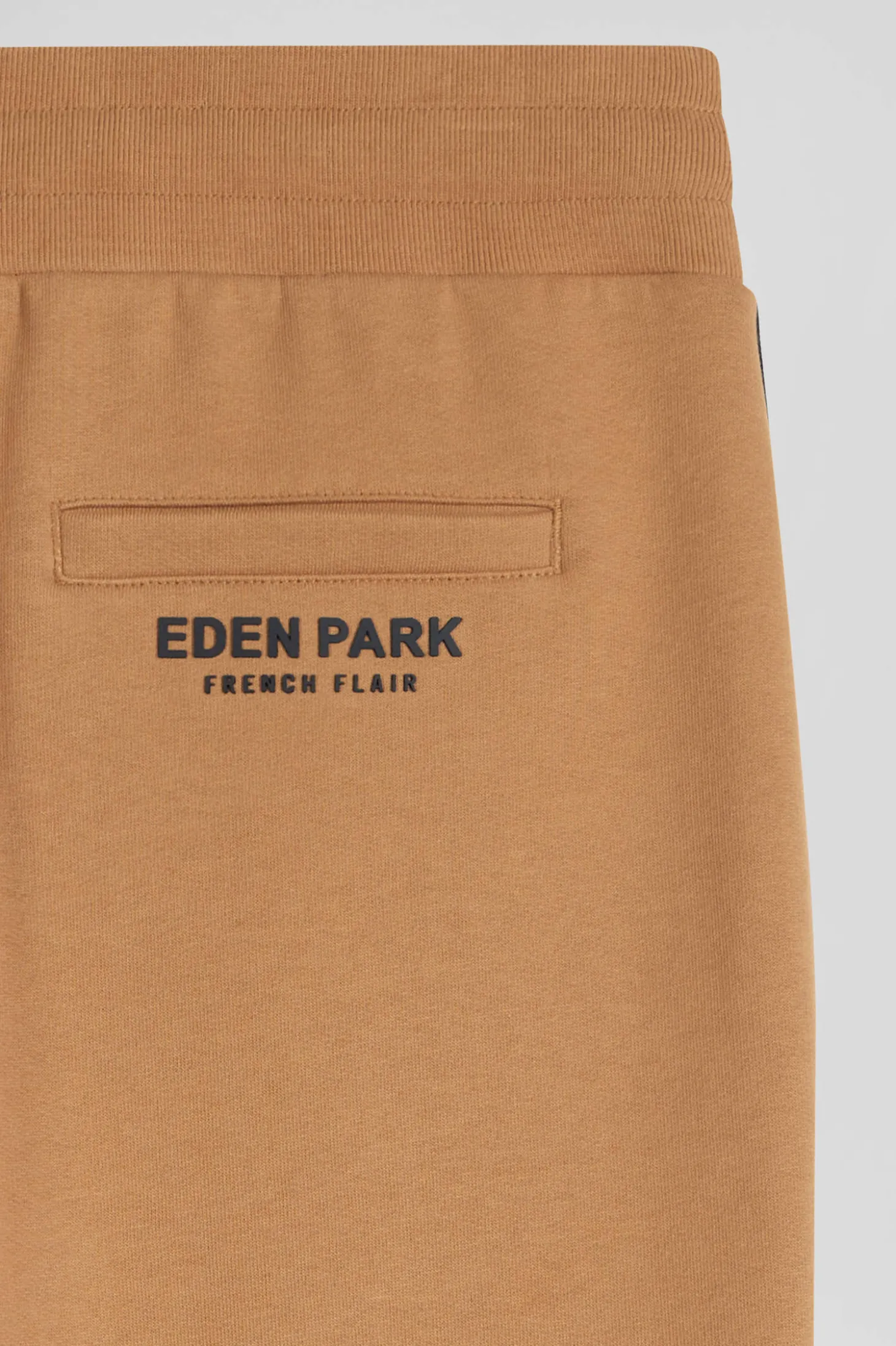 Regular camel mixed cotton jogging bottoms with striped trim
