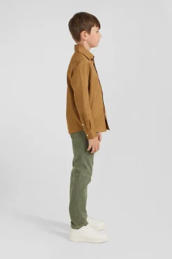 Regular camel oxford cotton shirt
