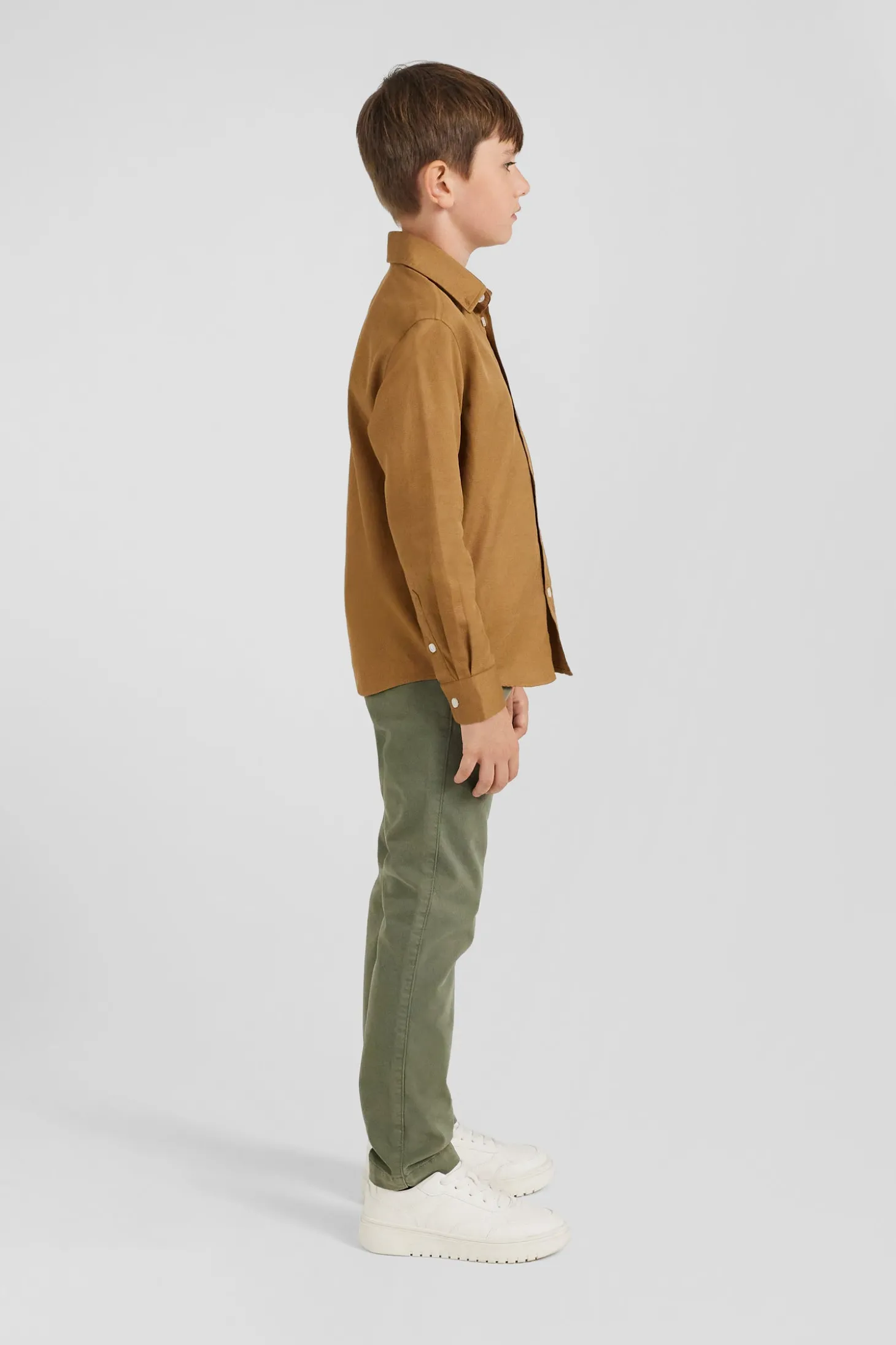 Regular camel oxford cotton shirt