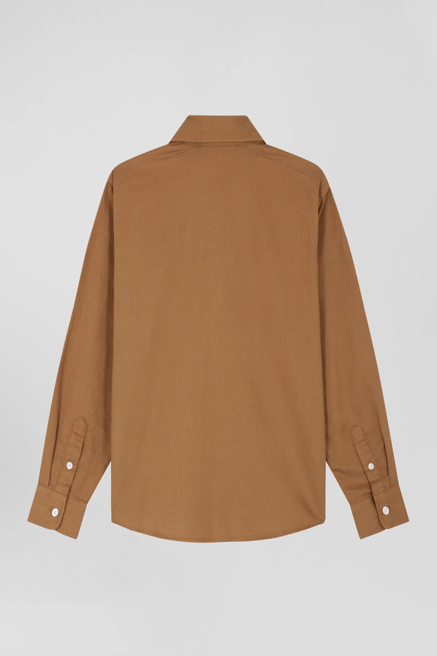 Regular camel oxford cotton shirt