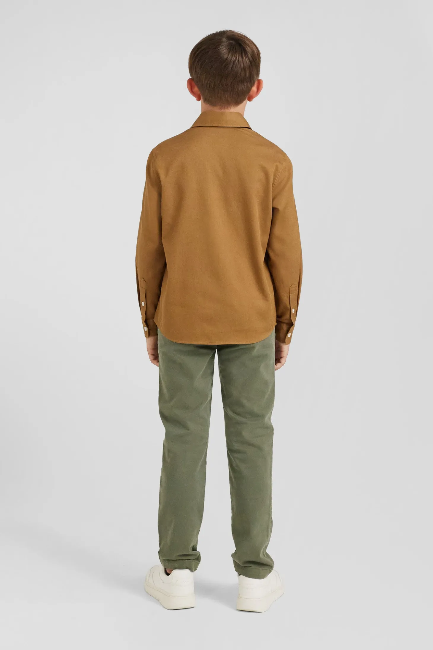 Regular camel oxford cotton shirt