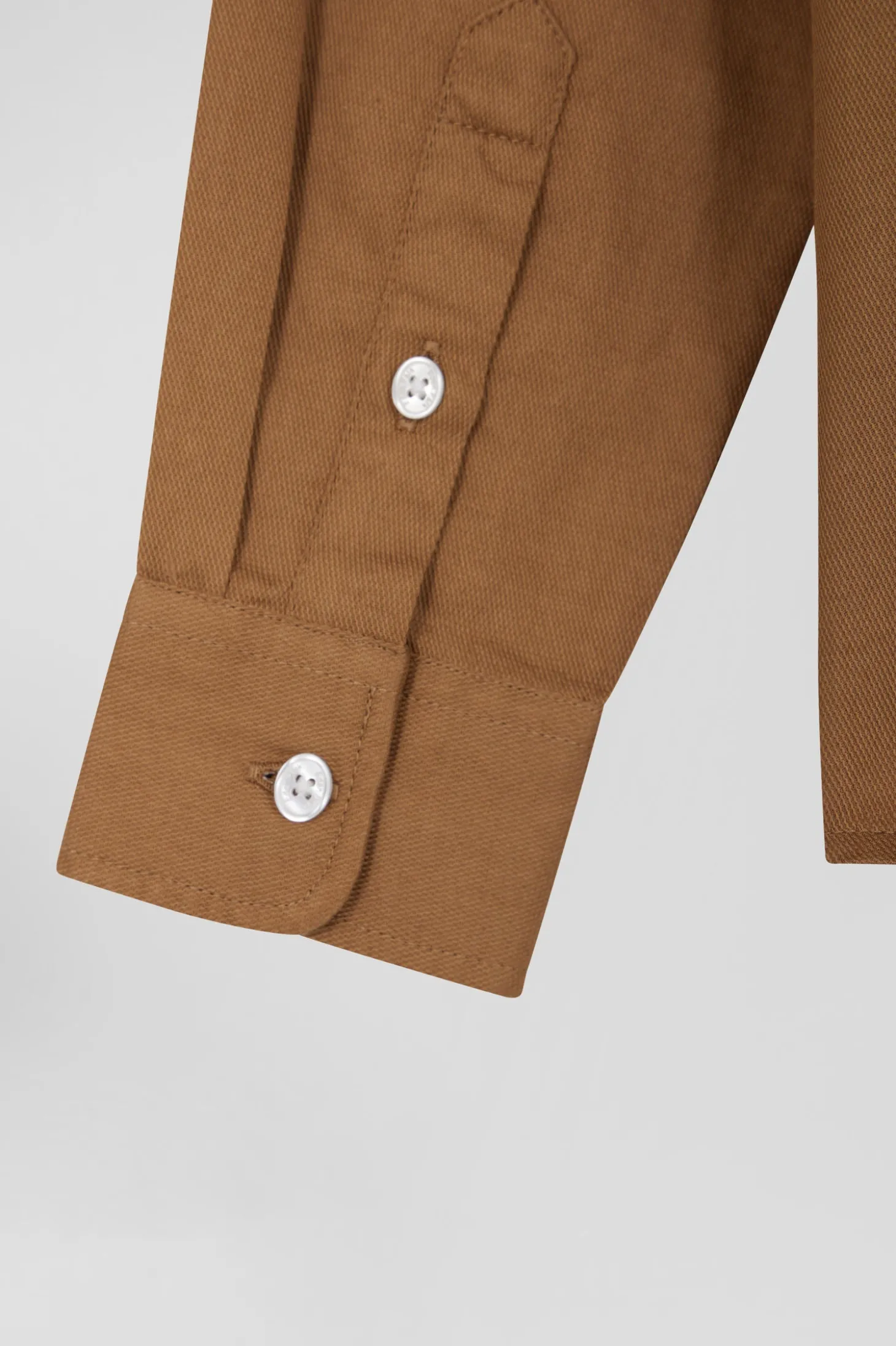 Regular camel oxford cotton shirt