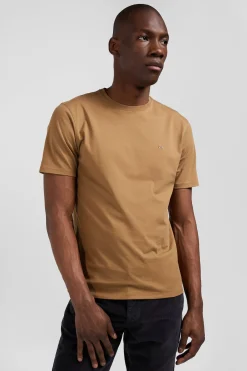 Regular camel Pima cotton short-sleeved T-shirt