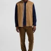 Regular camel pinpoint cotton bicolour shirt with back embroidery