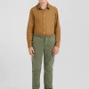 Regular camel stretch cotton chino trousers