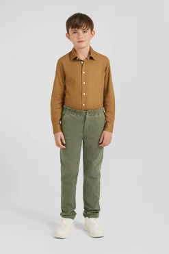 Regular camel stretch cotton chino trousers