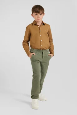 Regular camel stretch cotton chino trousers