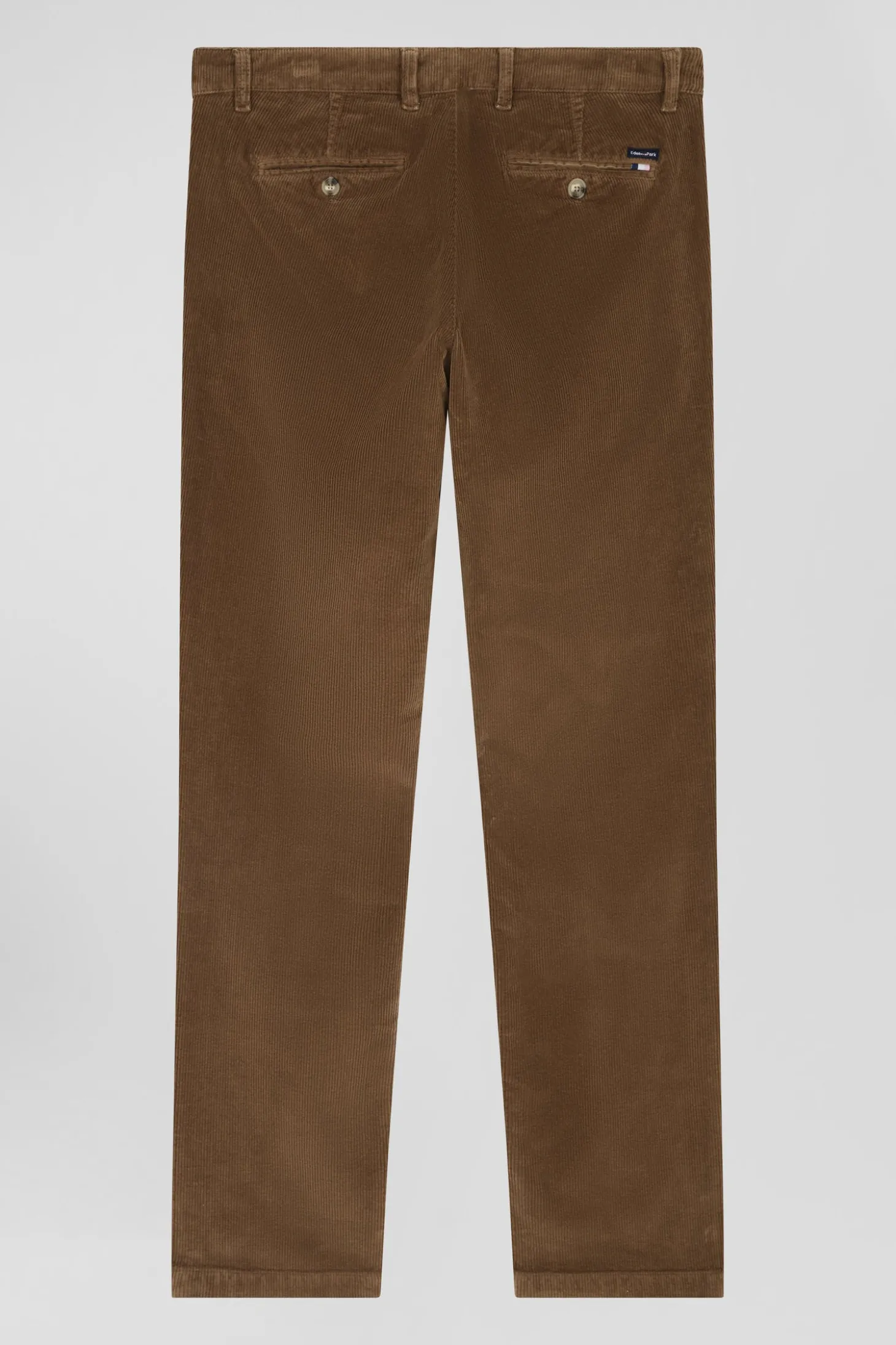 Regular camel stretch cotton velvet chino trousers