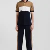 Regular camel tricolor short-sleeved cotton piqué polo shirt with Eden Park lettering