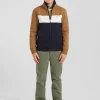 Regular camel tricolour zipped cotton blend sweatshirt