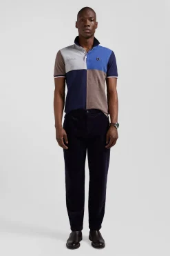 Regular dark blue Barbarian short-sleeved cotton piqué polo shirt