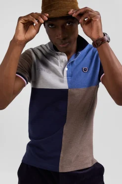 Regular dark blue Barbarian short-sleeved cotton piqué polo shirt