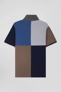 Regular dark blue Barbarian short-sleeved cotton piqué polo shirt
