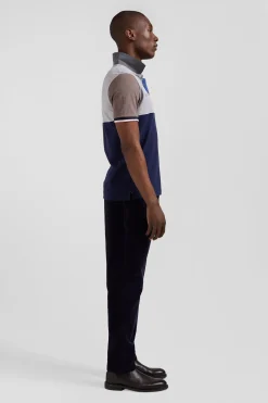 Regular dark blue Barbarian short-sleeved cotton piqué polo shirt