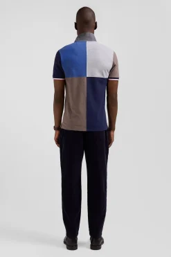 Regular dark blue Barbarian short-sleeved cotton piqué polo shirt
